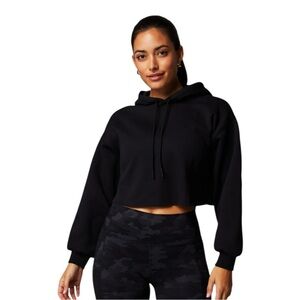 Fabletics Yitty Black Cozy Fleece Cropped Hoodie Womens Size L Pullover